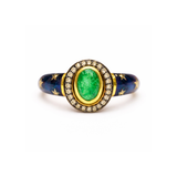 BAGUE NELA ÉMAIL BLEU ET ÉMERAUDE