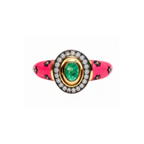 BAGUE NELA ÉMAIL ROSE ET ÉMERAUDE