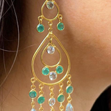 BOUCLES D'OREILLES LARA TOPAZE BLEUE & ONYX VERT