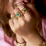 BAGUE AREZZO OR ET MIX DE PIERRES