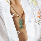 PENDENTIF SÉLÉNE AGATE VERTE