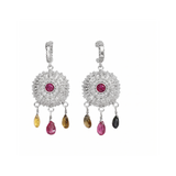 BOUCLES D'OREILLES OURSIN ARGENT TOURMALINES