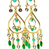 BOUCLES D'OREILLES LARA TOPAZE BLEUE & ONYX VERT