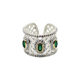BAGUE ANALI ARGENT ONYX VERT