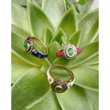 BAGUE NELA EMAIL BLEU ET EMERAUDE
